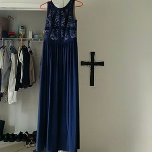 Navy blue aline formal dress long dress